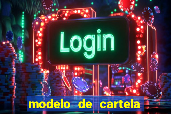 modelo de cartela para bingo