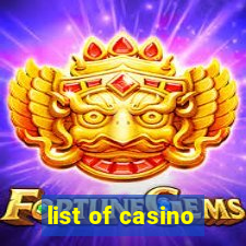 list of casino